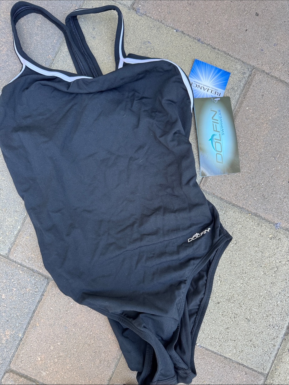 Dolfin Black One-Piece Swimsuit with White Trim